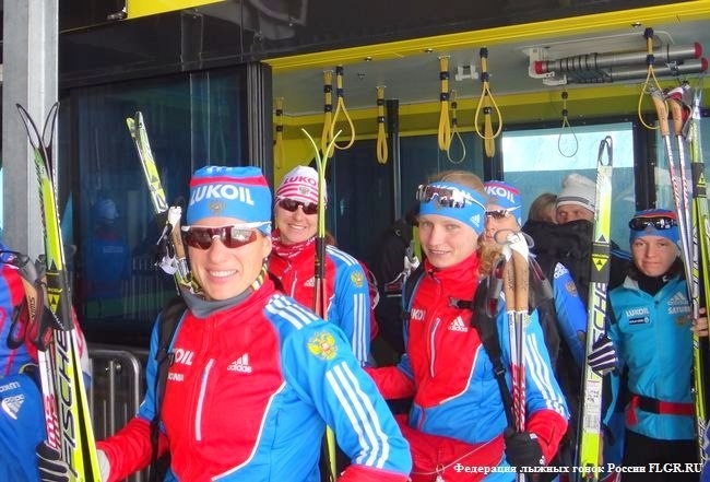 Горнолыжная тренировка российских лыжниц